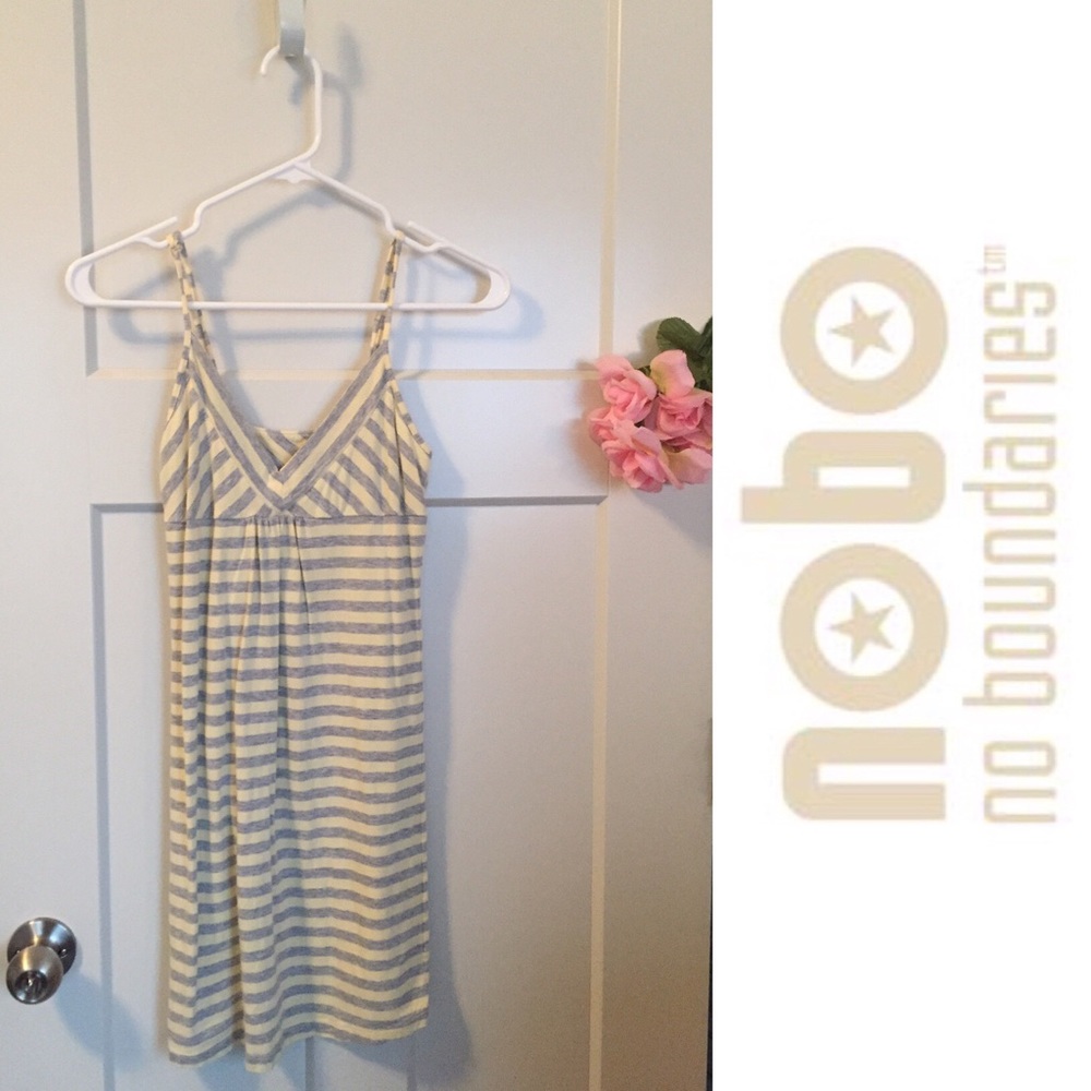 Cute Pale Yellow and Heather Gray Cami Dress